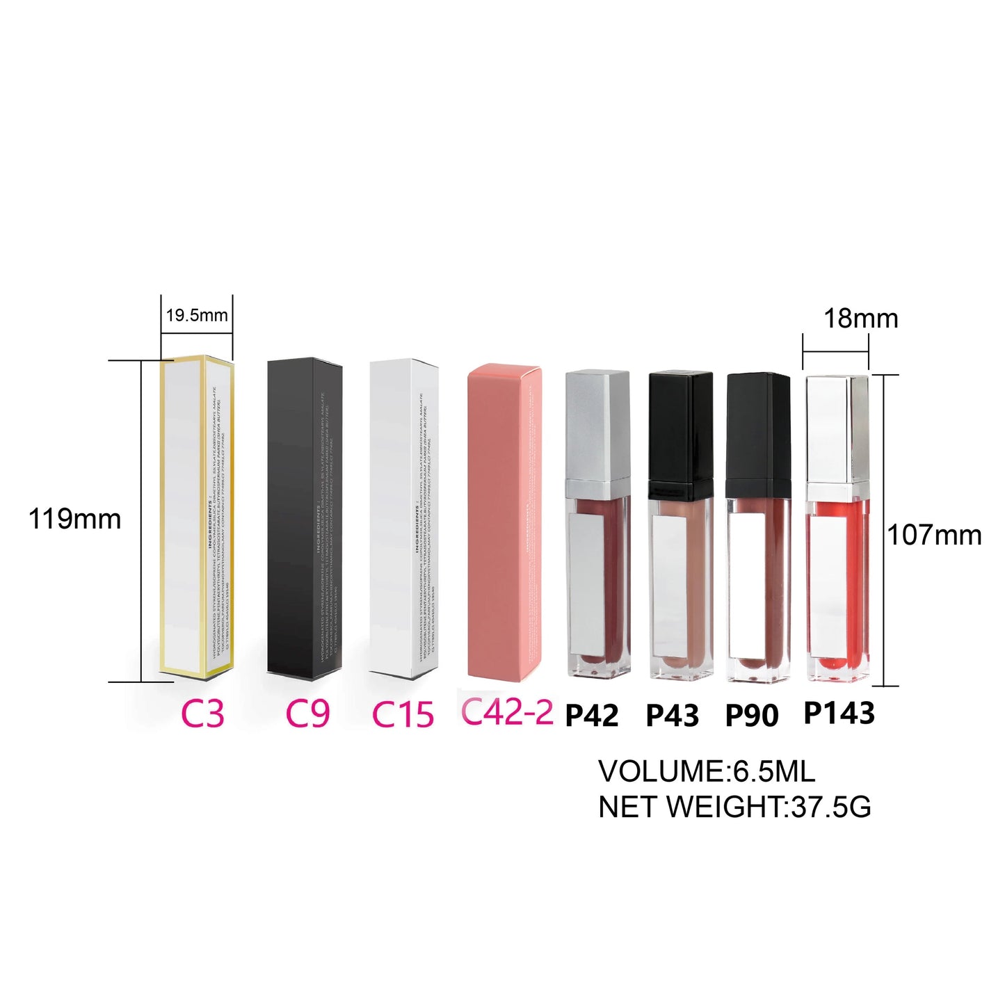 Customized Mirror & LED Light Up 7ml Empty Lipgloss Tubes