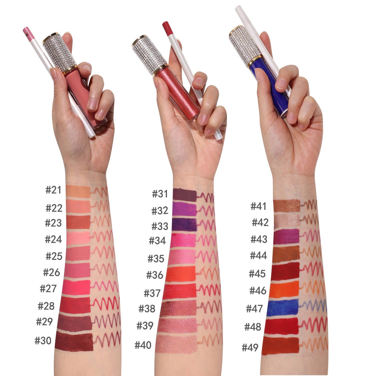 Matte Lipstick Pink Lip Kit w/ Rhinestone Tubes